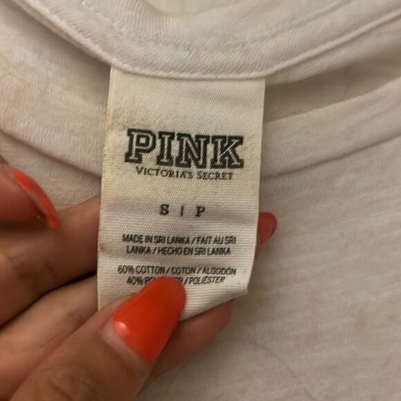 Victoria Secret PINK Muscle Tank White - Floral Pocket - Size Small - Picture 3 of 3
